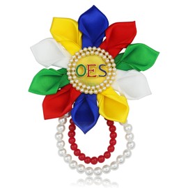 Pearl OES Brooch Pin for Women Order of The Eastern Star Gift Greek Sorority Brooch Pin OES Sisterhood Gift Paraphernalia Jewelry 5.5" Satin Flower Pin