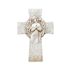 Joseph's Studio Garden Angel Wall Cross, 9.25-Inch, Made of Resin Stone