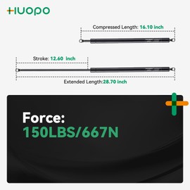 HUOPO 28 Inch 150 lb Gas Strut, 025214 Gas Shock, 28" 667N Lift Support for Dometic RV Awning Heavy Duty Lid Truck Tonneau Cover Boat Hatch Replacement Parts Spring, Set of 2