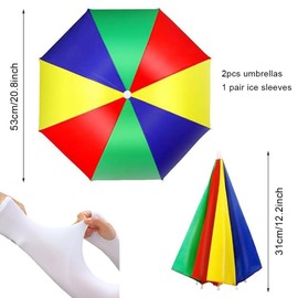 Giutsaull Pack of 2 Umbrella Hat, Umbrella Hat, Foldable Parasol Hat, Outdoor Fishing Umbrella, Camping Headwear, Sun Protection for Adults and Children, Umbrella Hat for Outdoor Activities