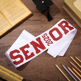 Marsui Senior 2025 Satin Sashes with Glitter Letters Cheerleader Sash Graduation Celebrations Sashes Senior sash Class Competition 2025 Sashes for Girls Graduation Party(24 Pcs,Classic Style)