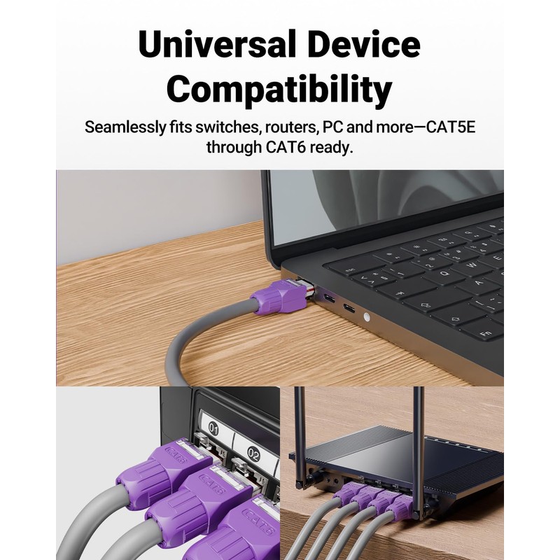 VCELINK CAT6 Tool-Free RJ45 Connector, No-Crimp Compact UTP Reusable Plug