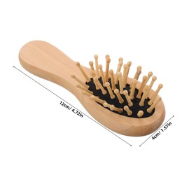 Baluue Wooden Detangling Hairbrush Mini Comb Anti-static Cushion for Scalp Massage for Thick Hair Portable Solid Design for Men and Women
