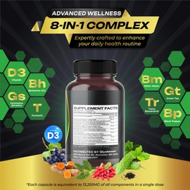 Gymnema sylvestre Berberine Turmeric Bitter Melon Resveratrol Green Tea Black Pepper -150 Capsules- Made in USA