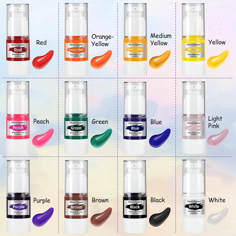 TECMIYO Taba Squishy Silicone Pigment - 12 Colors Liquid Dye