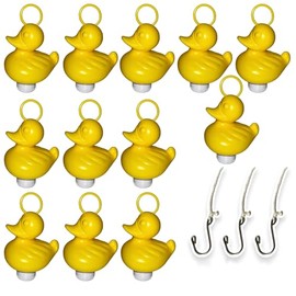 dozer Duck Fishing Game with 12 Yellow Plastic Ducks with Hooks and Weight, Includes 3 Hooks, Bath Toy, Pool Toy, Fishing Ducks for Boys and Girls (Yellow), DOZ-12-3ANZ