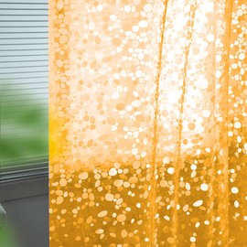 Eazzier Bath Standard Thin 3D EVA Shower Curtain with Pebbles, 180 x 180 cm, Orange Plastic Bathroom Shower Curtain with Rustproof Metal Eyelets, Magnets for Shower Cubicle, Bathtubs (No Hooks)