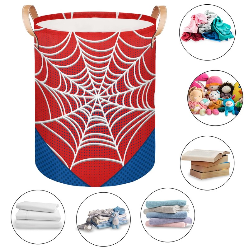Large Laundry Basket Hamper - Red Spiderweb 62L Collapsible Storage