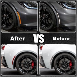 KEEGTBOX Smoked LED Side Marker Light Kit for 2014-2019 Chevy Corvette C7 (ZR1/ Z06/ Stingray/Grand Sport) – Front & Rear Bumper Lamps with White Turn Signals | Direct Fit Replacement (4-Piece Set)