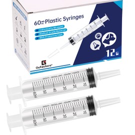 Gufastoe Pack of 12 60 ml Syringes with Protective Caps for Small Pet Feeding Industrial Precision Application