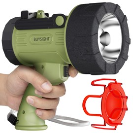 BUYSIGHT Rechargeable Spotlight Flashlight, high Lumen Hand held Spot Lights Waterproof led Flashlight Hunting Lamp with red Filter (Matcha Green)