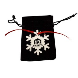 12 Years Cut Out Metal Snowflake Christmas Tree Hanging Decoration - 12th Wedding Anniversary