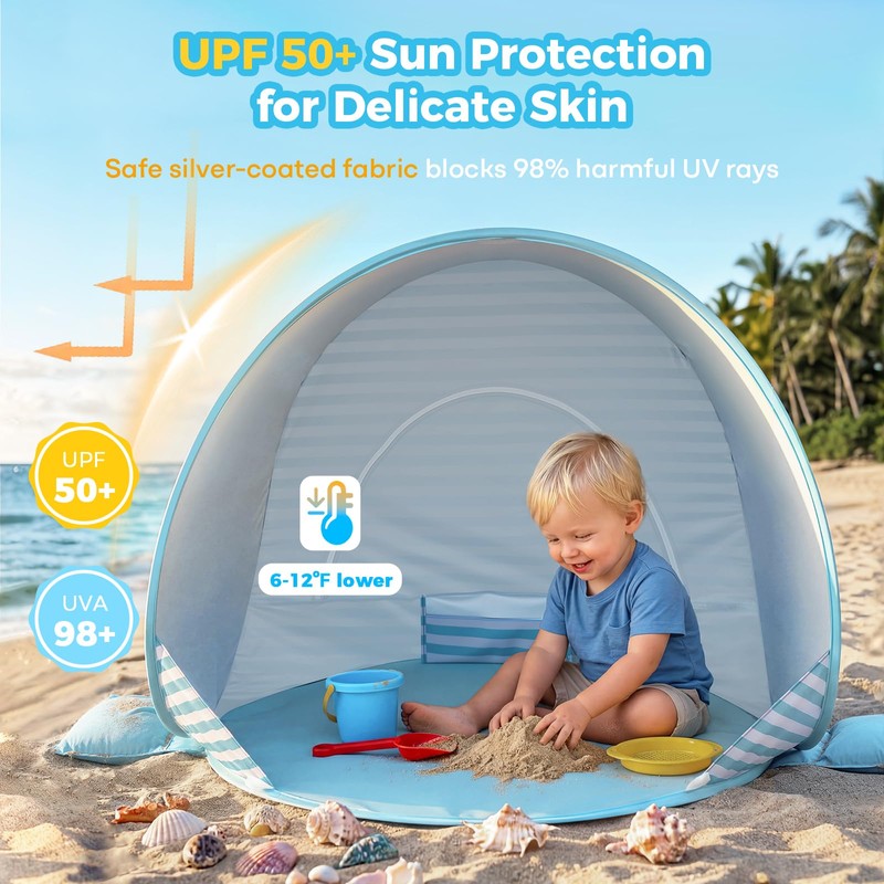 Gorich Pop Up Baby Beach Tent with UPF50+ UV Protection,
