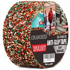 CHUANGSEED Rubber Anti Slip Tape 2" x 15ft Red, Outdoor/Indoor Waterproof, Pet Friendly Safety Non Slip Tape for Steps, Trail, Bathtubs, Boats, Pool,Ramps, Traction treads