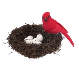 Artificial Bird Nest with Bird and Eggs, Artificial Feathered Birds Nest Eggs Easter Decor Home Ornament for Home Garden Decoration DIY Craft Tree Decoration