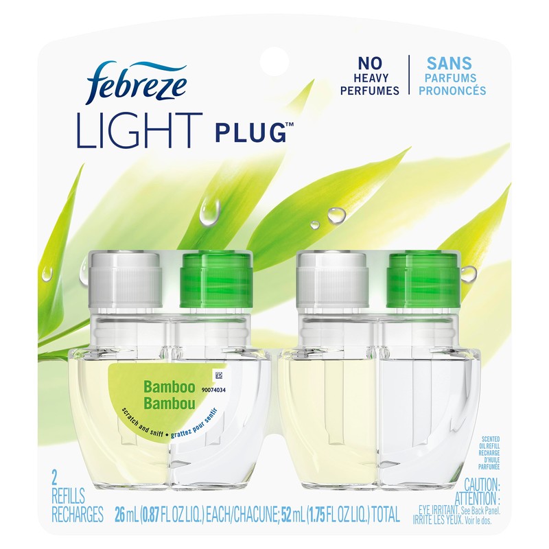 Febreze LIGHT Fade Defy PLUG Air Freshener, Bamboo, (2) .87