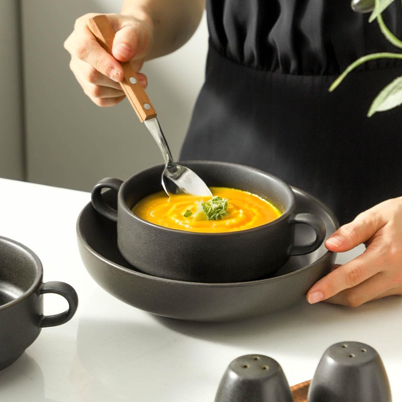 Tikooere Soup Bowls With Handles, Ceramic French Onion Soup Bowls,