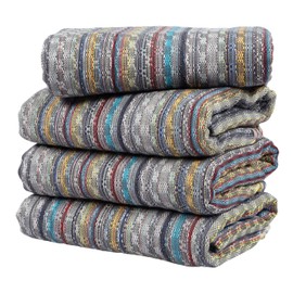 Cacala Extra Large Hand loomed Turkish Bath Towels Set of 4, 100% Cotton Quick-Drying and Lightweight Perfect for Travel, Camping, Gym and Beach (4 Pieces, Grey)