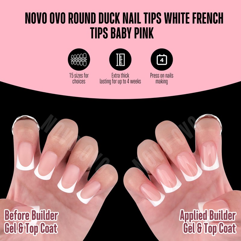 Duck Feet Nail Tips Short Round Extra Thick, Baby Pink