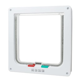 Pets Landing Large (Outer Size 9.84" x 9.25") Cat Door for Interior Door, White 4 Way Locking Pet Flap Door, Quiet & Easy Installation Magnetic Cat Door for Cats, Kitties and Doggy