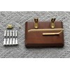 Solid Brass Toilet Paper Holder with Dark Brown Wood Shelf,
