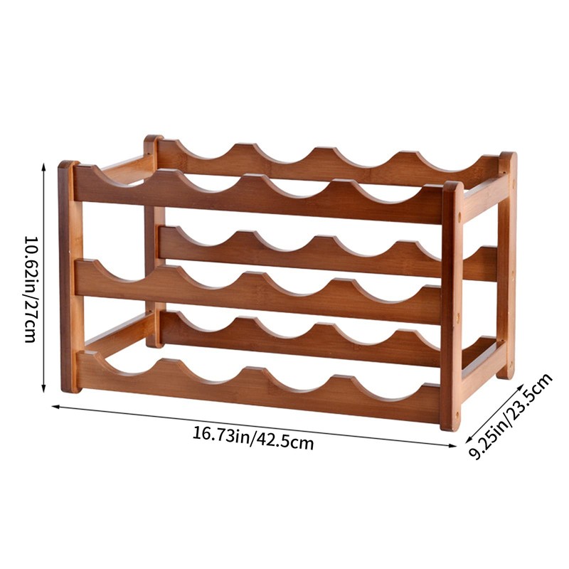 Glsety 12 Bottle Wooden Wine Rack,3 Tier Free Standing Wine