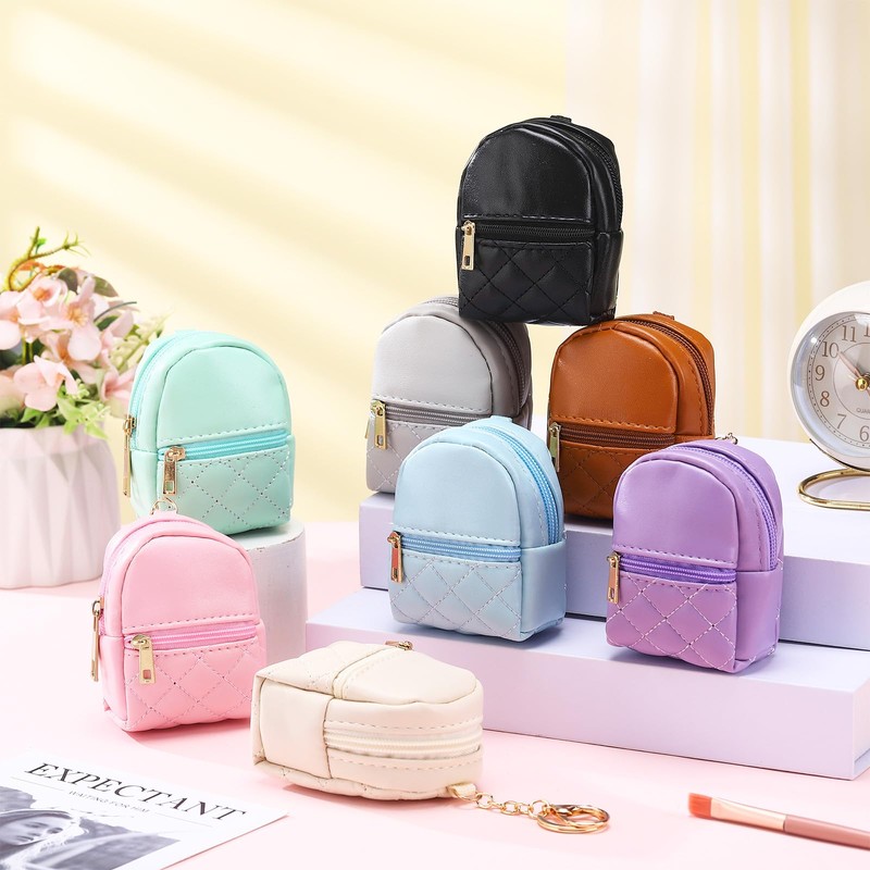 Liliaafar Mini Backpack Keychain Coin Purse for Women, 8 Pcs,