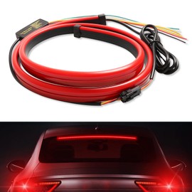 Defvnsy Rear Tail Brake Light Strip 100CM 39.4" Multifunction Third Brake Light Flexible 12V Car Additional LED Stop Light Driving Turn Signal Anti Tailgating Warning Light (Red)