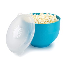 Goodful Silicone Popcorn Popper, Collapsible Hot Air Microwavable Popcorn Maker, Bowl Made without BPA, Blue