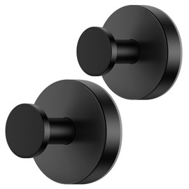KaloTidy Suction Cup Hooks for Glass Window, Bathroom, Shower, Smooth Tile – Heavy-Duty, Waterproof, Rustproof, Removable, Reusable No-Drill Hooks for Towels, Loofah, Robes (Matte Black, 2-Pack)