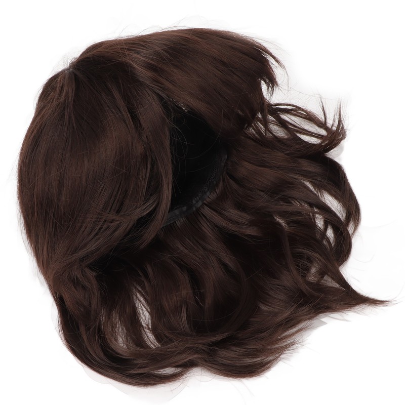 Men Wig Short Brown Straight Breathable Inner Mesh Soft Fluffy