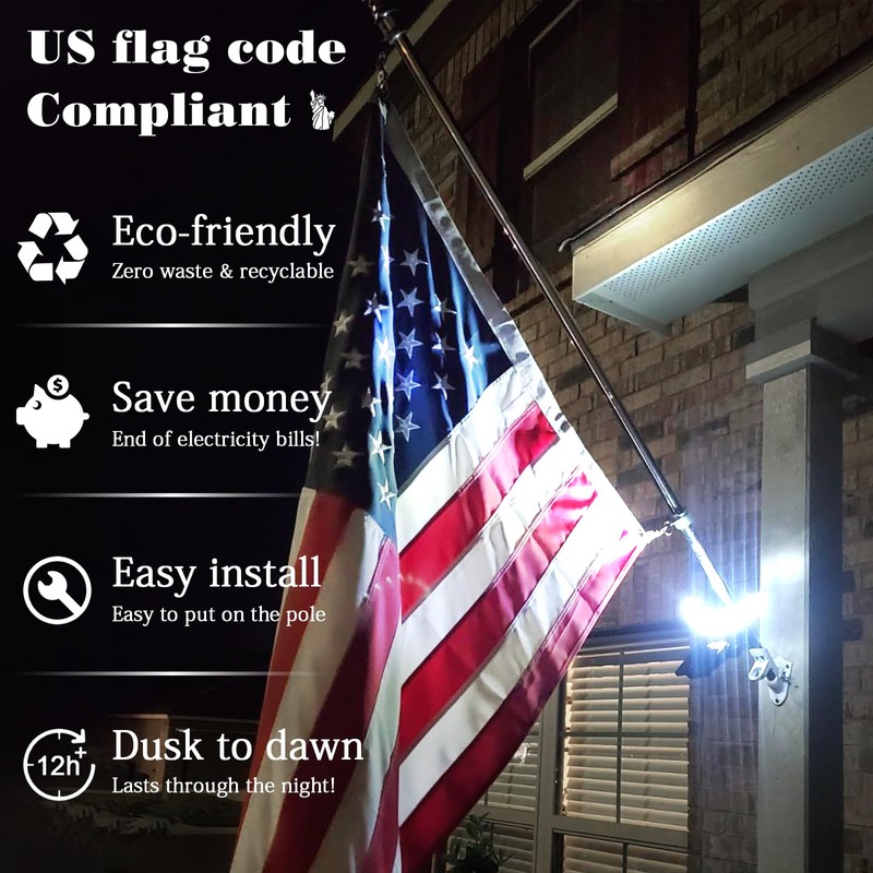 Flag Light Solar Powered,2 in 1 Brightest Led Flagpole Lights