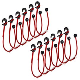 Secure IT Quick - 9PAHK Adjustable Toggle Ball Bungee Cord - USA Made Bungee Cord - 9MM Plastic Adjustable Hook with Lock (12 Pack - 24" Cords, Red)