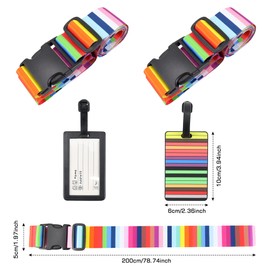 Pack of 2 Luggage Straps with 2 Luggage Tags Suitcase Strap Colourful Luggage Strap Travel Accessories Suitcase Strap Adjustable Multifunctional Luggage Strap for Suitcase Webbing Suitcase Straps