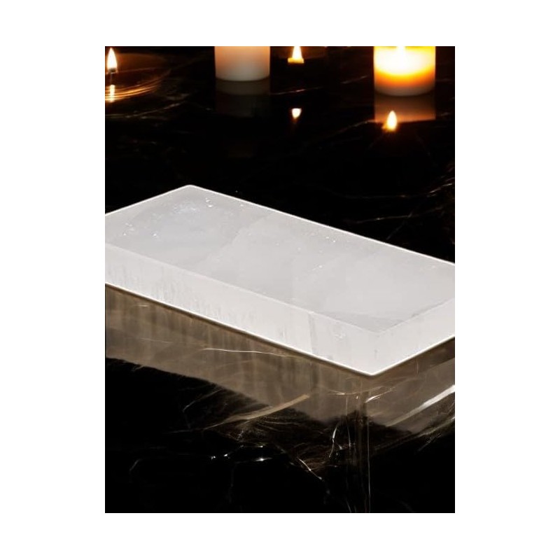 Pro Home Selenite Plate Crystal Charging Rectangular Plate 20x10cm Natural