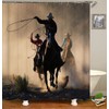 Camille&Andrew 4PCS/Set Western Cowboy Shower Curtain, Country Cowboy Riding Horse