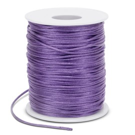 LEREATI Satin Cord 1.5mm x 100m Nylon Cord Bracelet Thread Rattail Silk Cord, Beading Thread Jewellery String for Making Bracelet, Necklace, Chinese Knot, DIY Crafts (Purple)