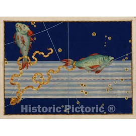 Historic Map : Uranometria, Celestial Atlas, Pisces, 1603, Vintage Wall Art : 24in x 18in