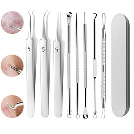 Square Plug Tweezers Dedicated Set - Precision Tweezers for Removing Powder Stings and Blackheads! Perfect for Acne Care, Stainless Steel, Ultra Sharp 0.0004 in (0.1 mm) with a Square Stopper & Comedo