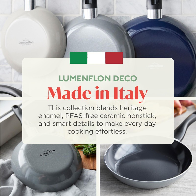 Lumenflon Deco 9.5” Nonstick Frying Pan Skillet, Made in Italy,