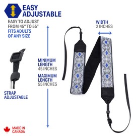 Perri's Leathers Ltd -2" Camera Strap- Jacquard, Royal Silver, Adjustable- Made in Canada