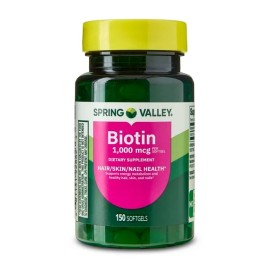 Spring Valley Biotin 1000mcg 150 Softgels Skin Hair Nail Health Supplement USA