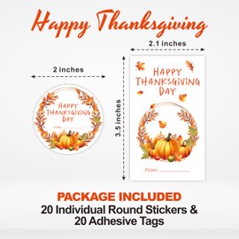 40 Pcs Thanksgiving Stickers -2 Styles of Creativity Holiday Celebration Thanksgiving Stickers - Happy Thanksgiving Stickers for Kids & Adults - Autumn Harvest Pumpkins, Fall Maple Leaves - A03