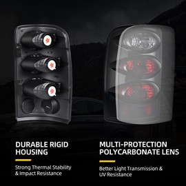DWVO Taillights Tail Lamps Compatible with 2000 2001 2002 2003 2004 2005 2006 Chevy Suburban Tahoe GMC Yukon SLT (XL) Black Smoke (Do Not Fit Barn Door Models - ONLY FITS LIFT GATE MODELS)