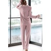 Aamikast Women's Two-piece Classic knit Pajama Sets Long Sleeve Button