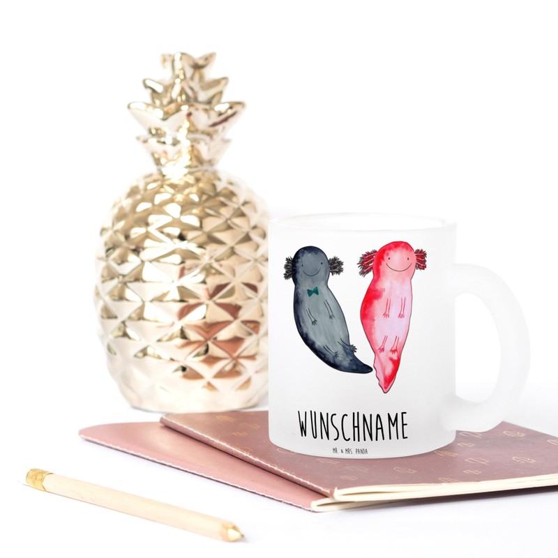 Mr. & Mrs. Panda Personalisierte Teetasse Axolotl Liebe - Personalisierte