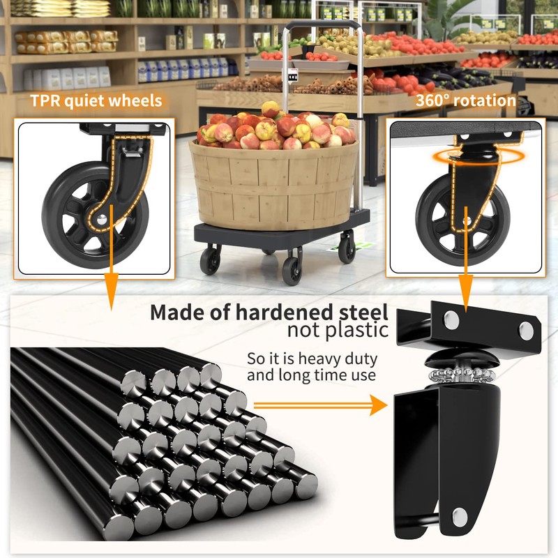 Platform Truck Foldable Push Cart Dolly 330lb Weight Capacity, Adjustable