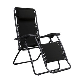 Zero Gravity Chair Outdoor Porch Patio Recliner Seats Comfortable Adjustable Padded Headrests Durable Textilene Fabric Adjustable Backrest w/ Dual Finger Tip Locking System - Set of 2 Black #1941