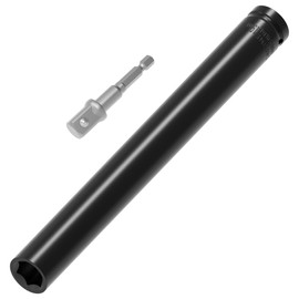 FOCMKEAS 1/2" Inch Drive Socket Accessory Set, 19mm(3/4") Deep 6-Point Impact Socket 12 Inch Length and 1/4 Inch Hex Shank Adapter, Heat-Treated CR-V Deep Impact Socket Kit