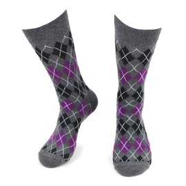 BG Premium Dress Socks for Men. Classic and Formal Apparel Patterned Socks, 3 Pair Set with a Gift Box - Gray Argyle